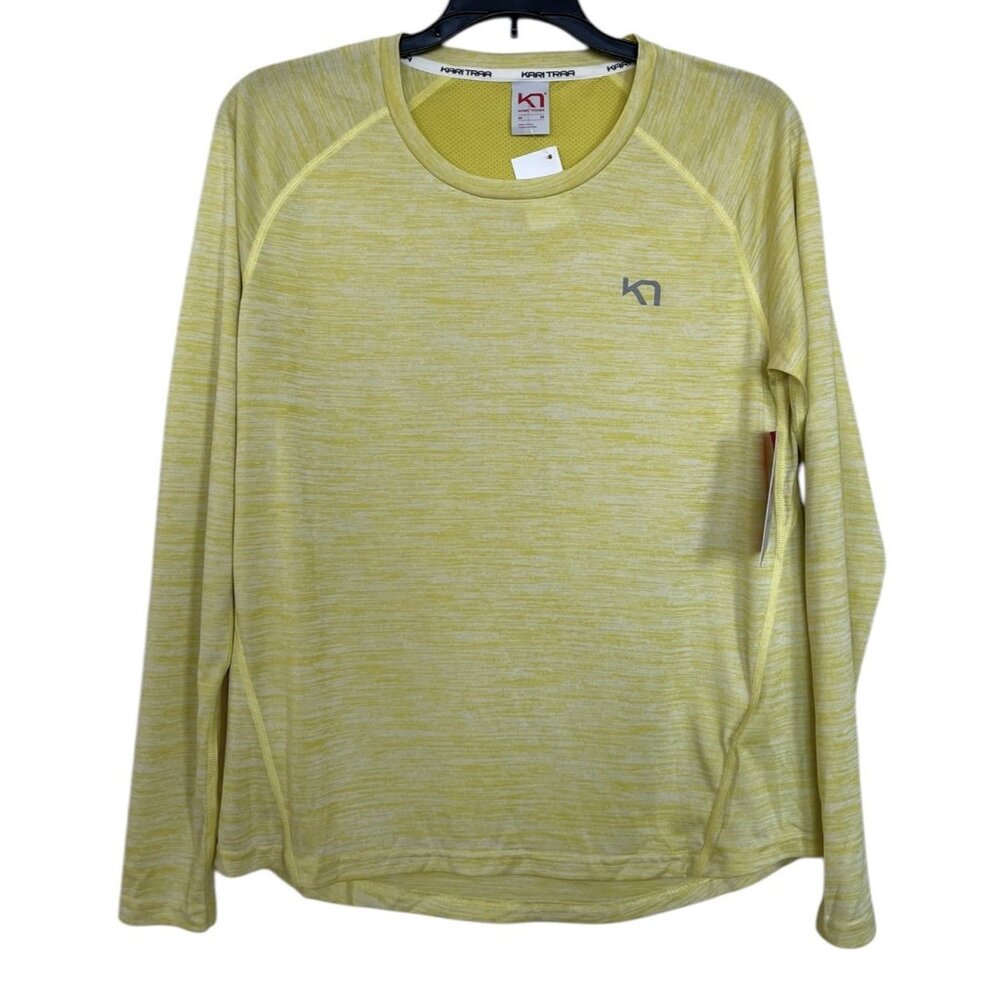Kari Traa Base Layer Top Shirt Womens Size Medium M Yellow Long Sleeve Ladies